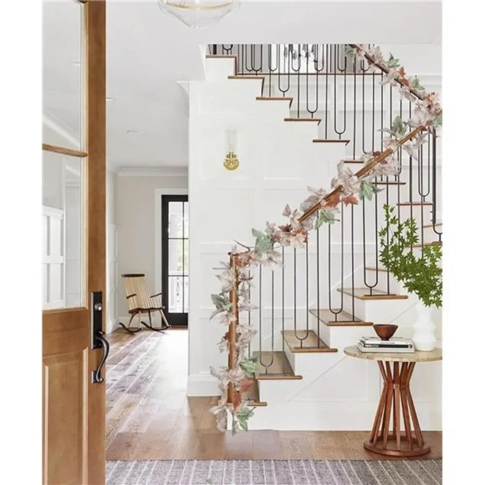 2 Pack Fall Maple Leaf Vine, 5.9Ft/Piece Hanging Garland White Autumn Foliage